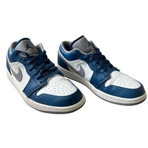 Nike Jordan 1 Low-Top True Blue/White/Gray Sneakers Tennis Shoes Size 8